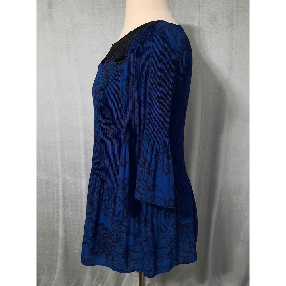 Catherines Pleated Paisley Tunic Top Velvet Mesh Trim Womens 1XP Whimsigoth Boho - Picture 5 of 13